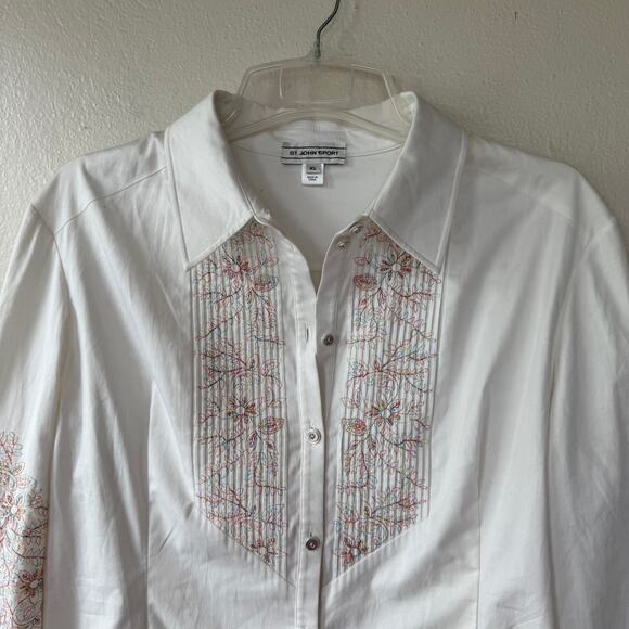 S. John’s Sport white Pintuck white Buttondown shirt size XL Fitted or size L - Picture 3 of 13